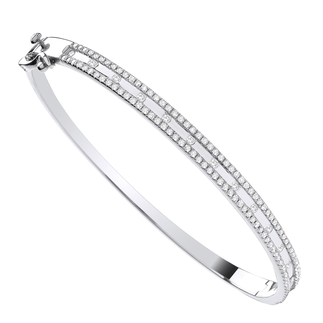 9ct White Gold 1.00ct Diamond Bangle