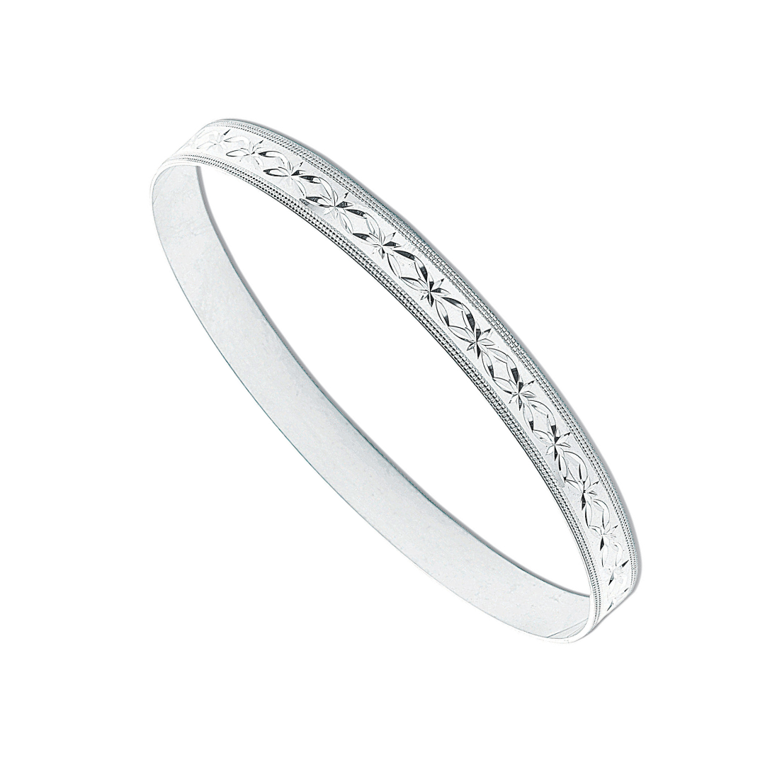 925 Sterling Silver 7mm D/C Slave Bangle