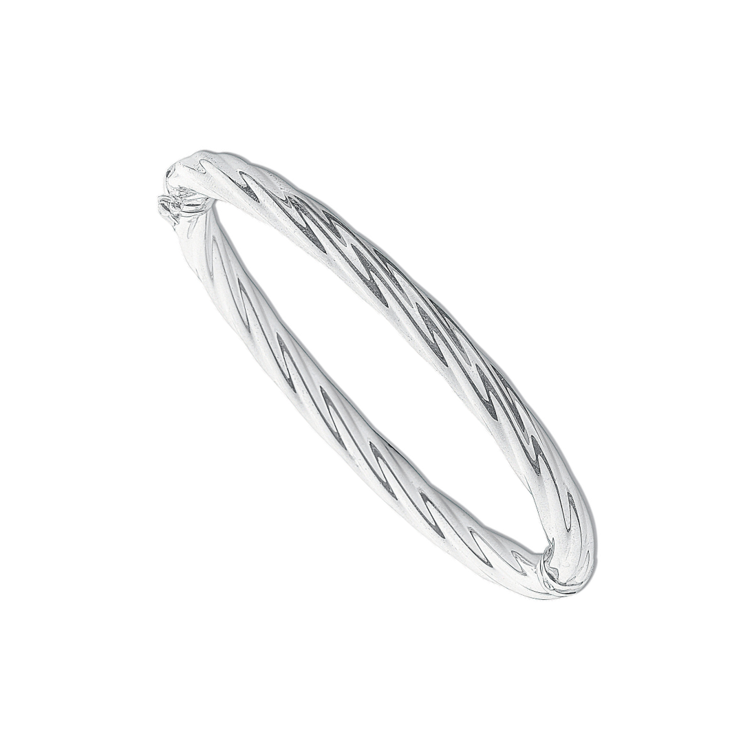 925 Sterling Silver Twisted Hollow Hinged Bangle