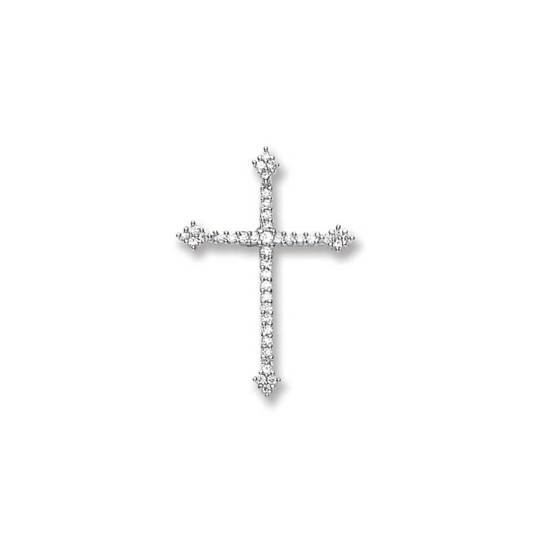 925 Sterling Silver Fancy Cz Cross with Chain