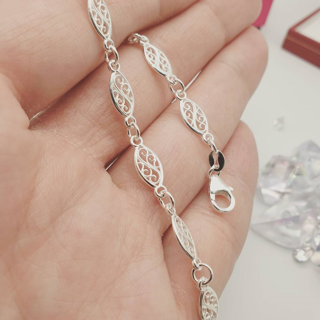 925 Sterling Silver Filigree Ladies Bracelet