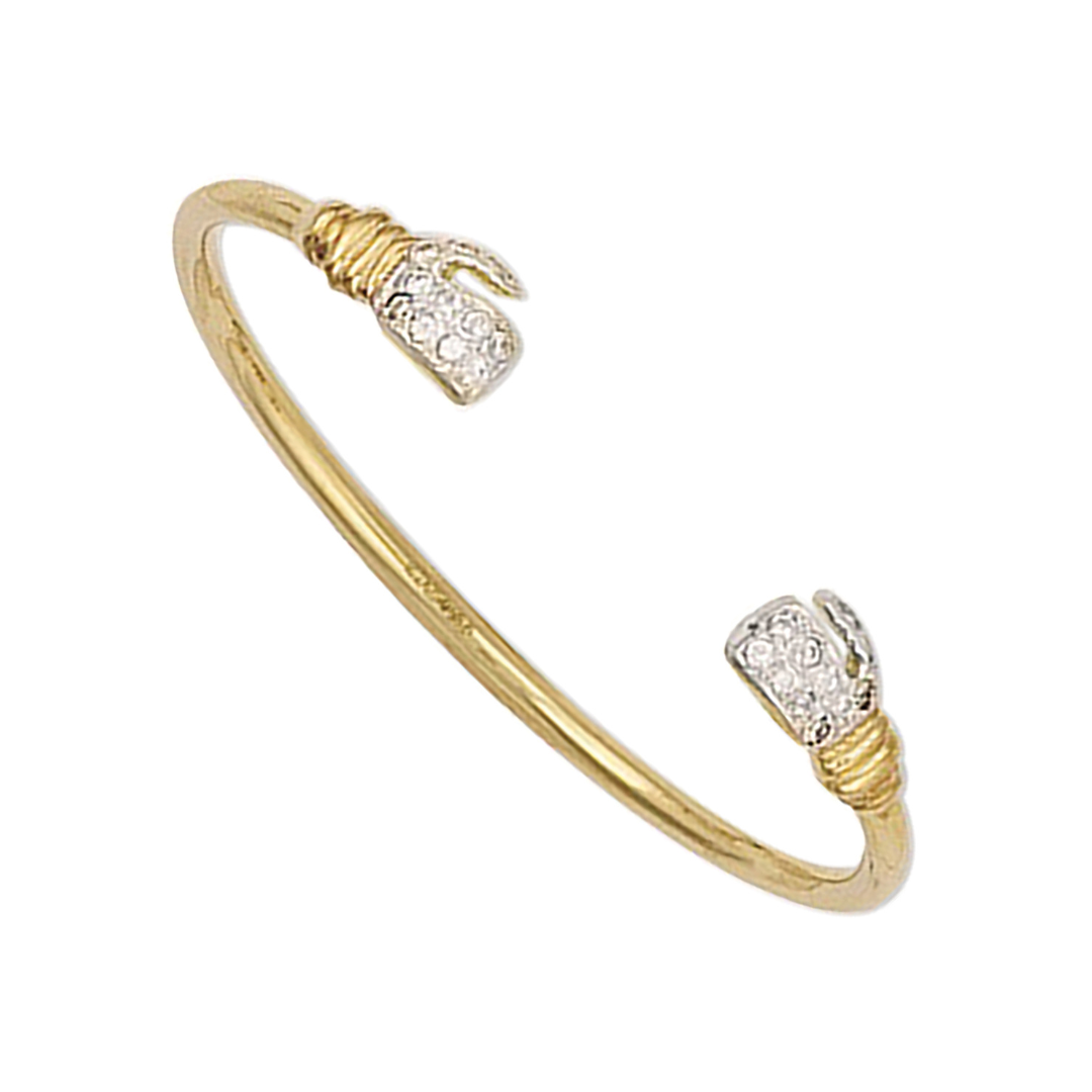 9ct Yellow Gold Childs Cubic Zirconia Boxing Glove Bangle