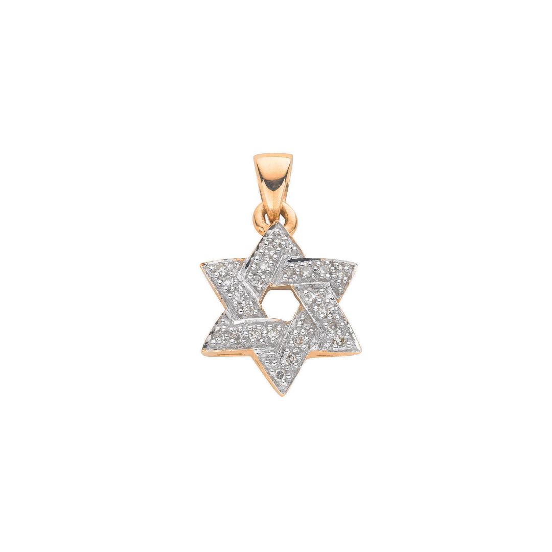 9ct Yellow Gold 0.15ct Diamond Star of David Pendant