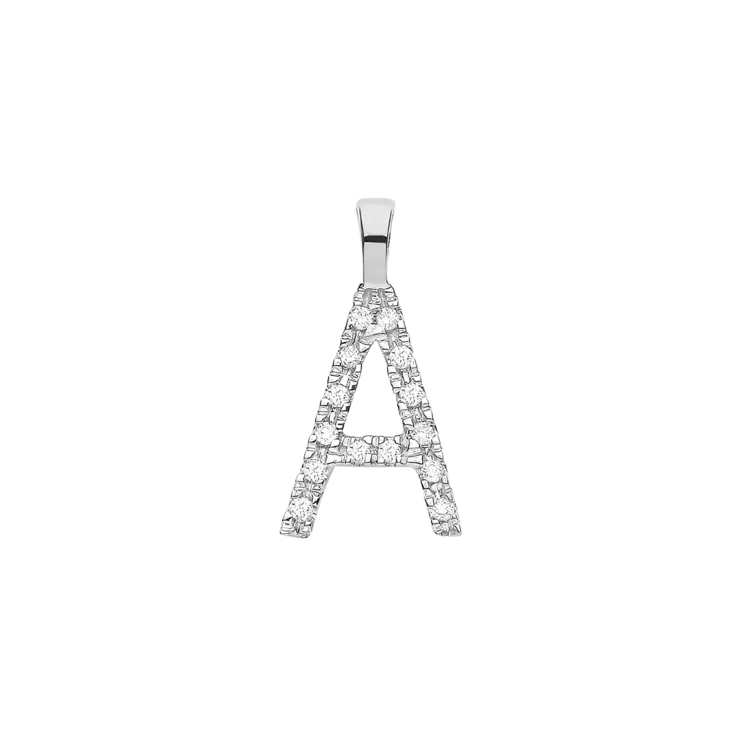 9ct White Gold 0.05ct Diamond Initial Pendant