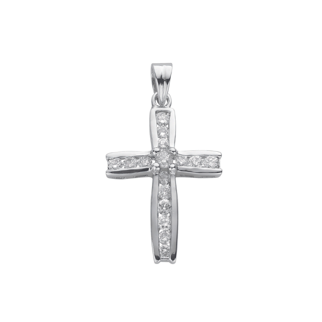 18ct White Gold 1.00ct Diamond Cross Pendant