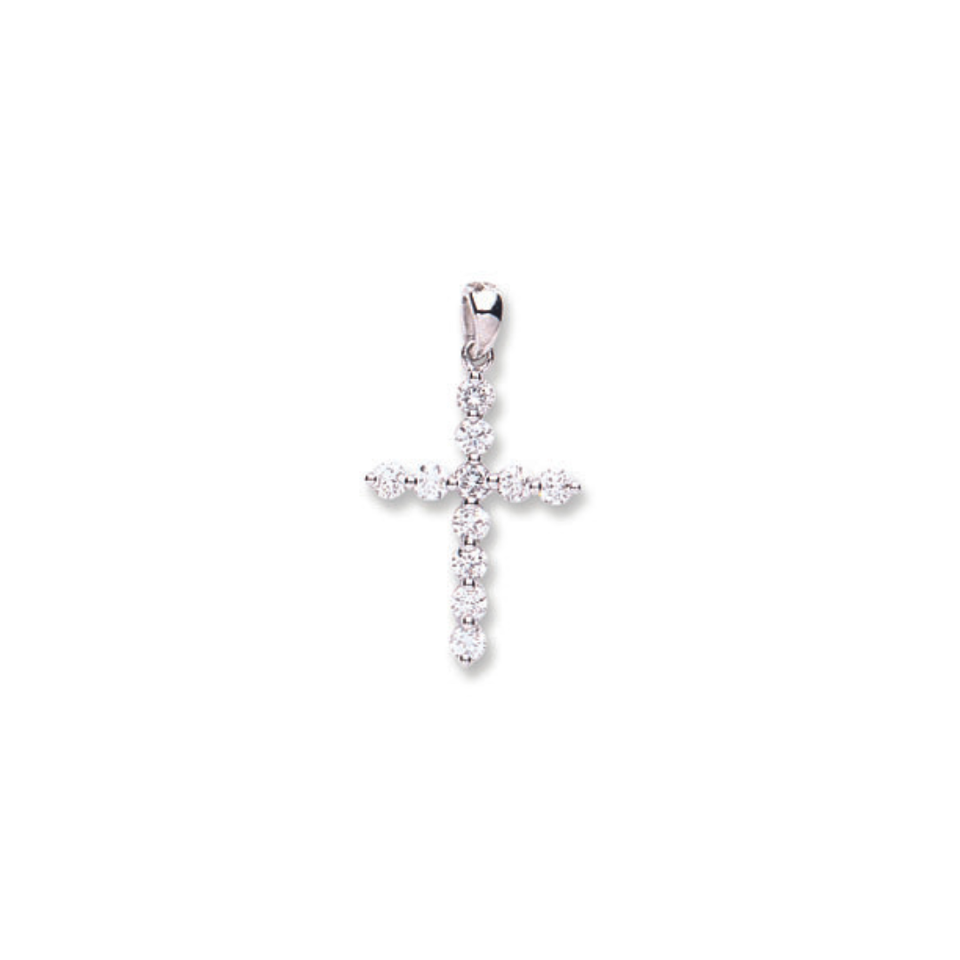 18ct White Gold 0.28ct Diamond Cross Pendant