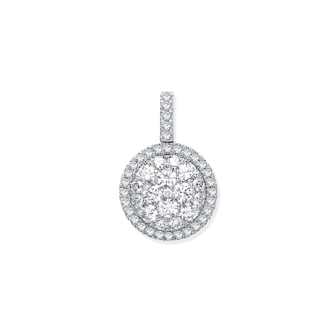 18ct White Gold 1.13ctw Round Diamond Drop Pendant