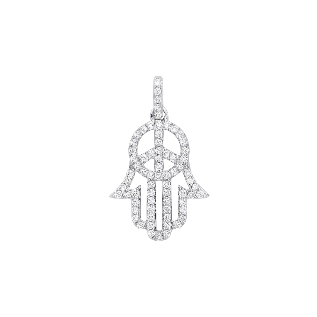 9ct White Gold 0.48ct Diamond Hamza Diamond Pendant