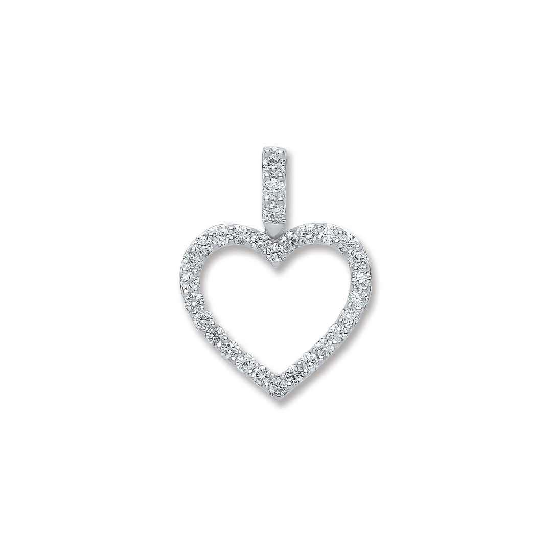 18ct White Gold 0.60ct Diamond Drop Heart Pendant