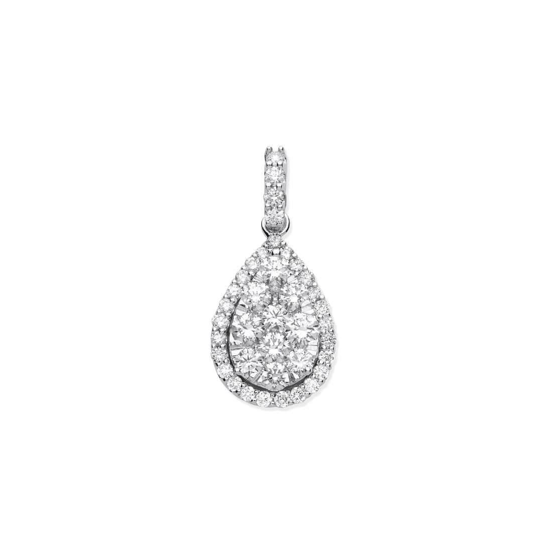 18ct White Gold 1.62ct Pear Shaped Drop Diamond Pendant