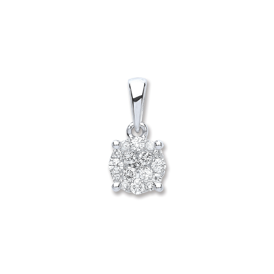 18ct White Gold 0.25ct Diamond Cluster Pendant