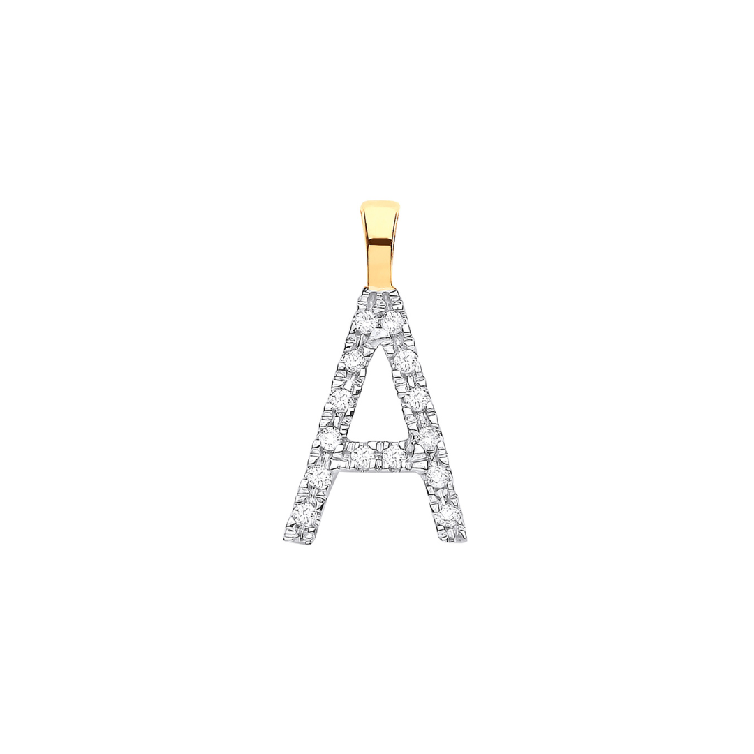 9ct Yellow Gold 0.05ct Diamond Initial Pendant