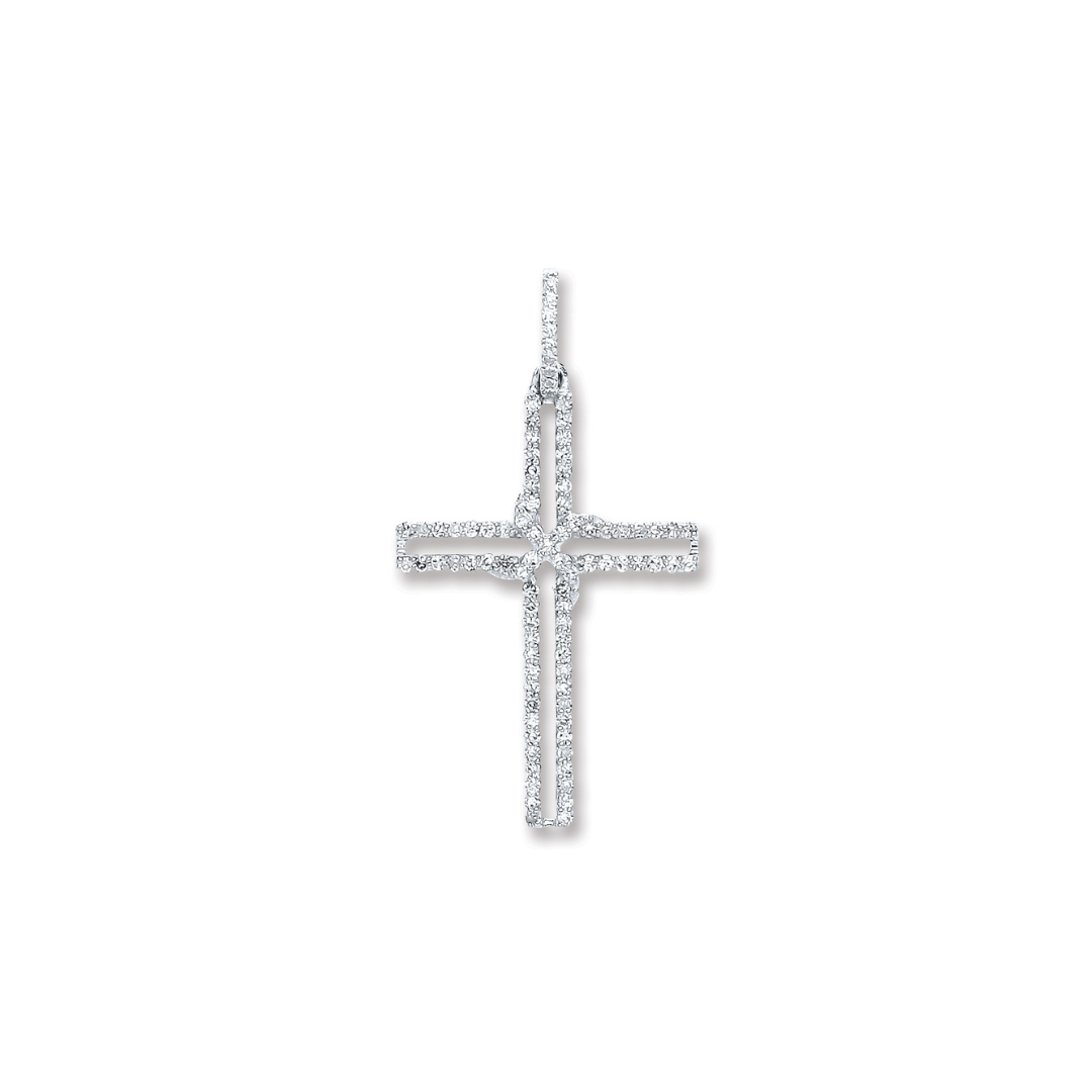 9ct White Gold 0.25ct Diamond Cross Pendant