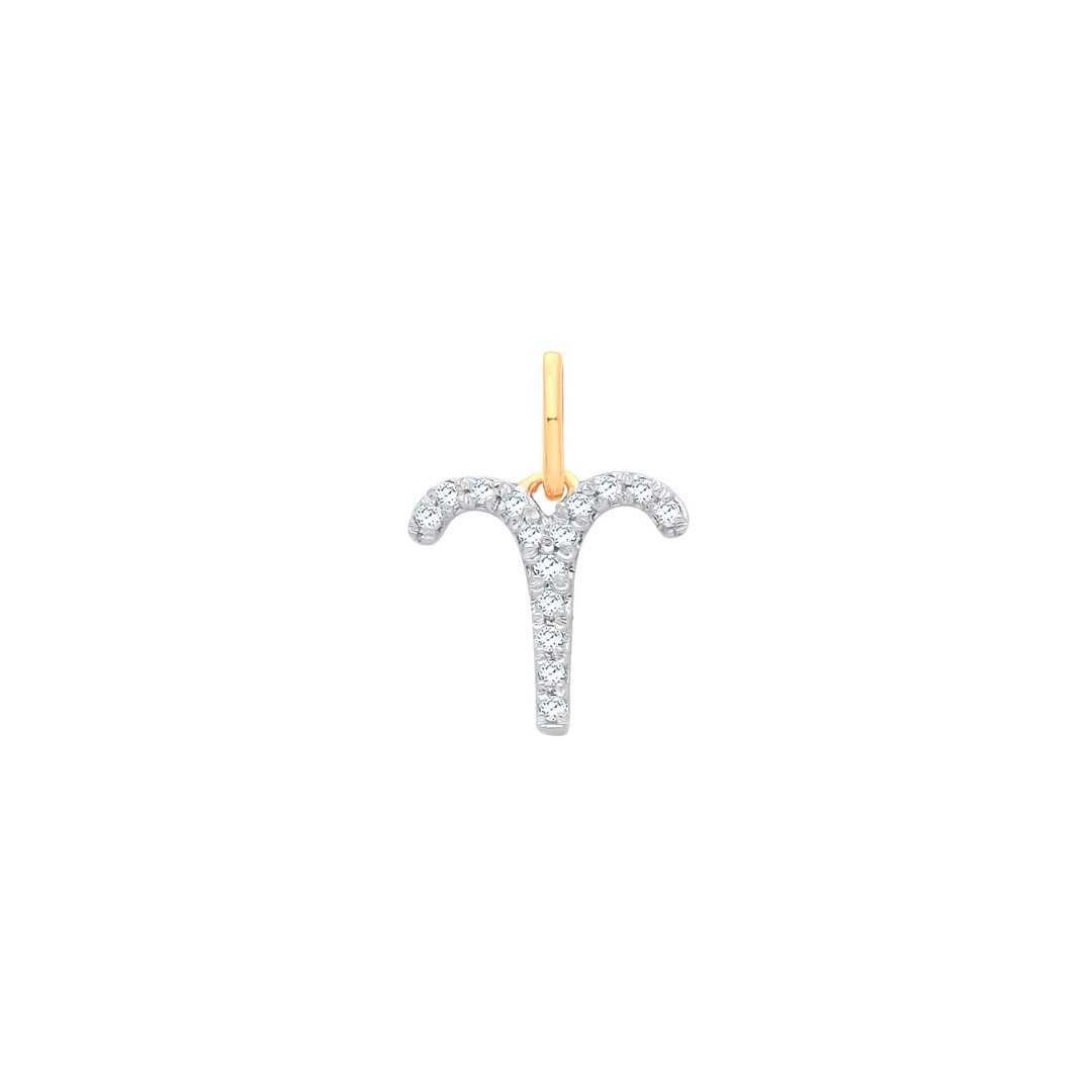 9ct Yellow Gold Aries Zodiac 0.10ct Diamond Pendant