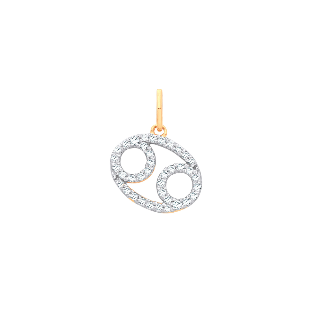 9ct Yellow Gold Cancer Zodiac 0.20ct Diamond Pendant