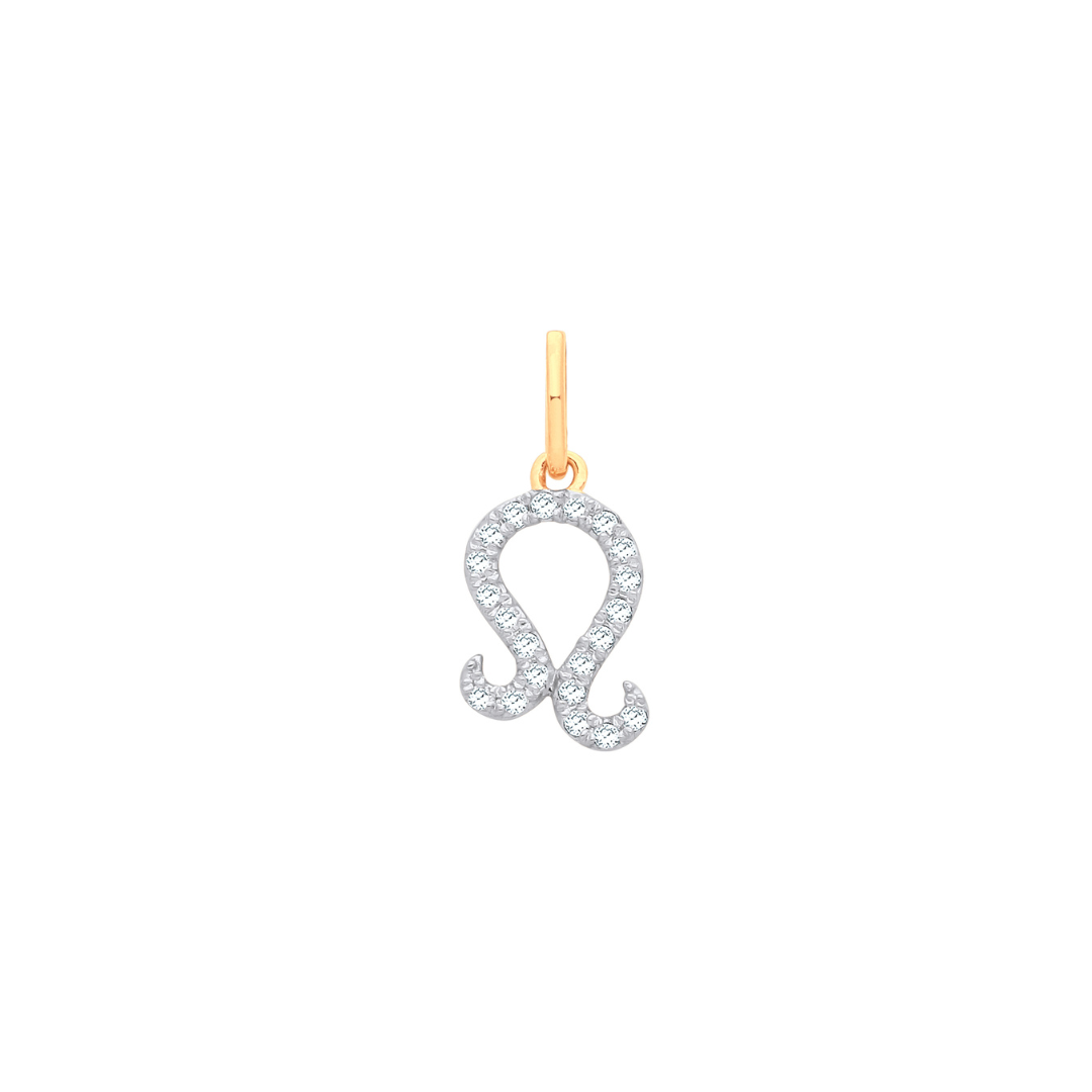 9ct Yellow Gold Leo Zodiac 0.10ct Diamond Pendant