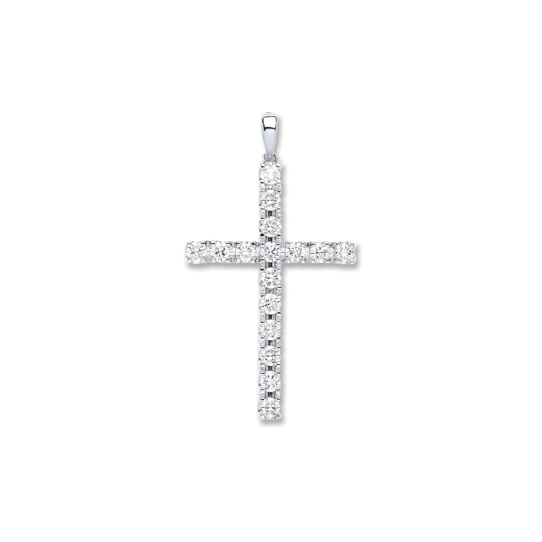 18ct White Gold 1.60ct Diamond Cross Pendant