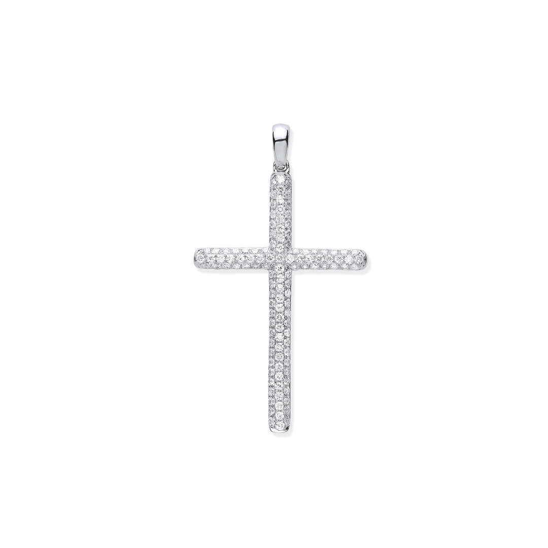 18ct White Gold 0.45ct Diamond Set Cross Pendant