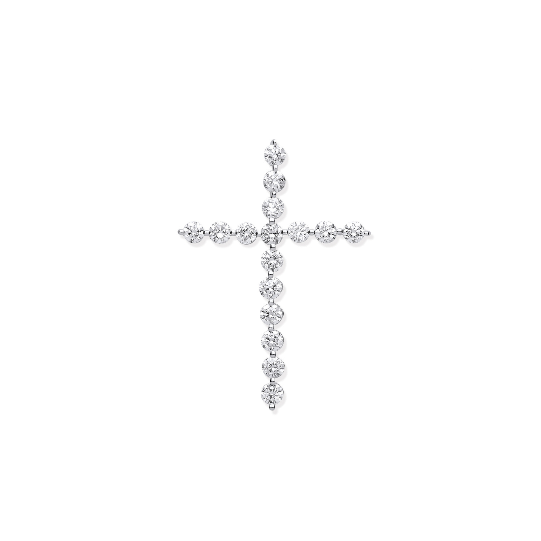 18ct White Gold 0.75ct Diamond Cross Pendant