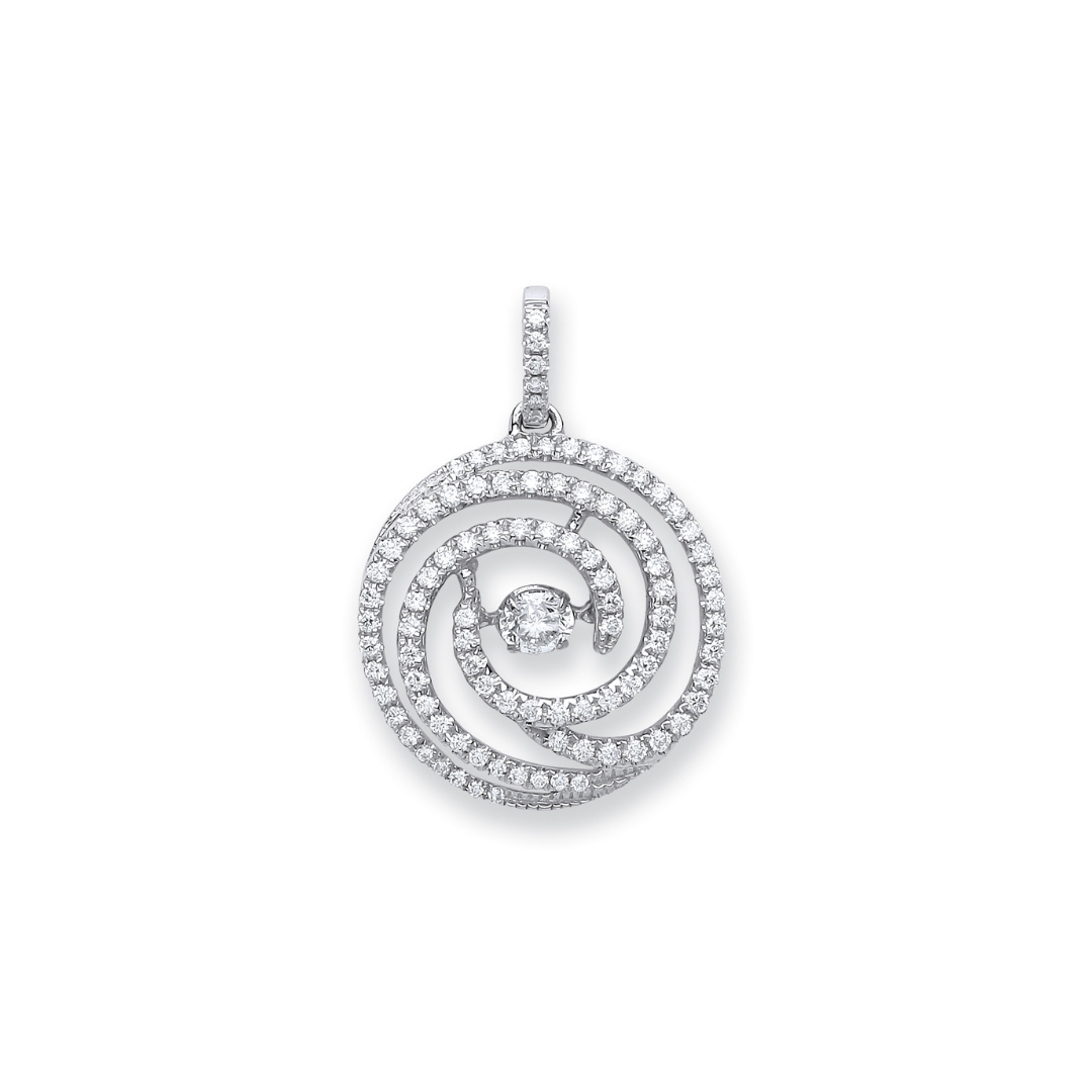 18ct White Gold 0.60ct Dancing Diamond Drop Pendant