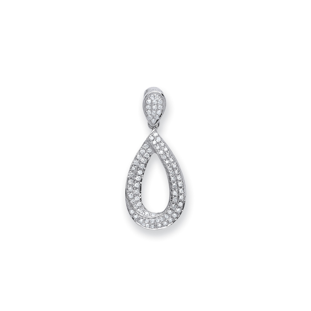 9ct White Gold 0.20ct Pear Diamond Drop Pendant