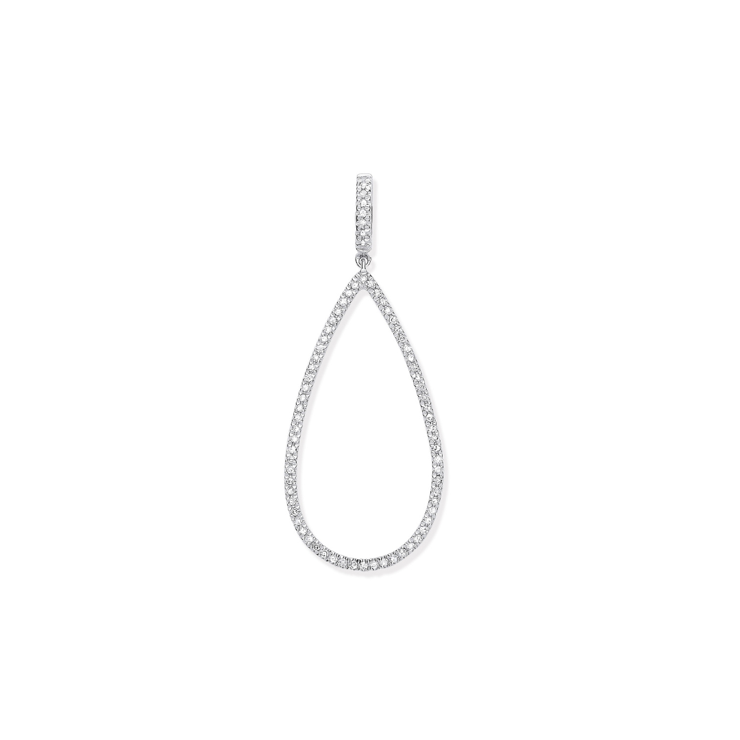 9ct White Gold 0.23ct Pear Shaped Diamond Drop Pendant