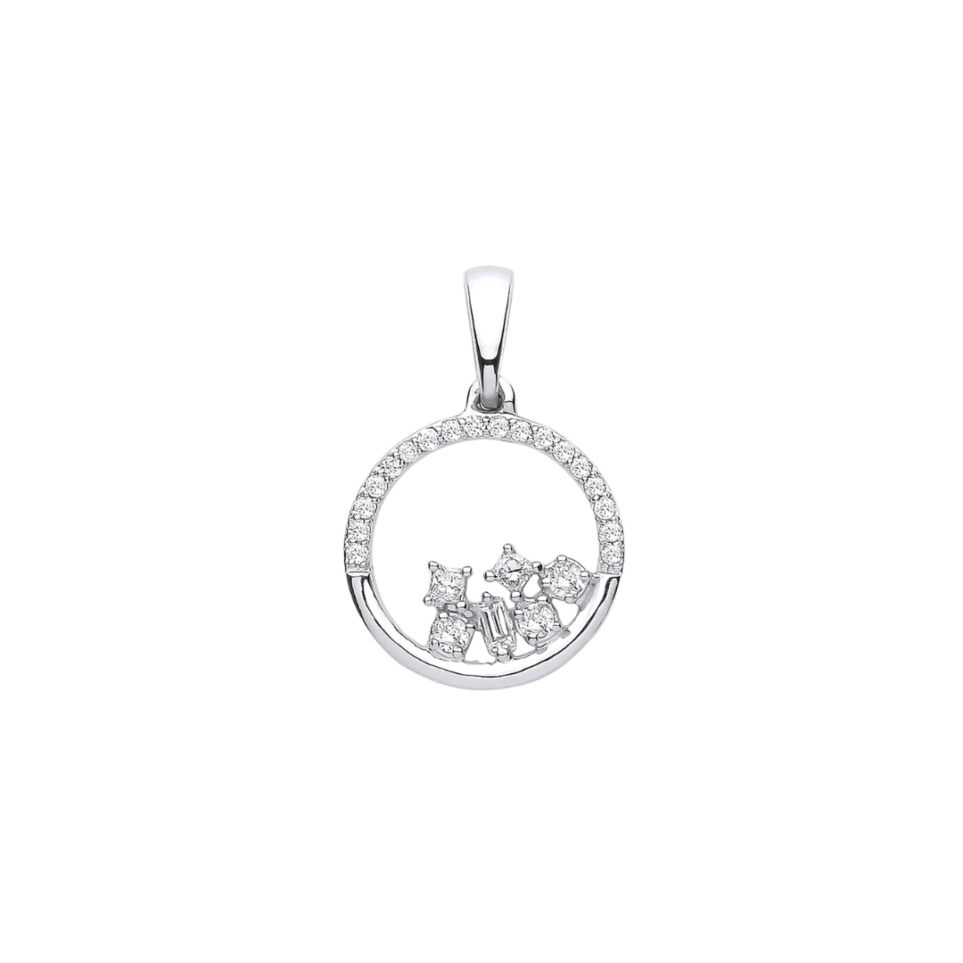 9ct White Gold 0.14ct Diamond circle pendant