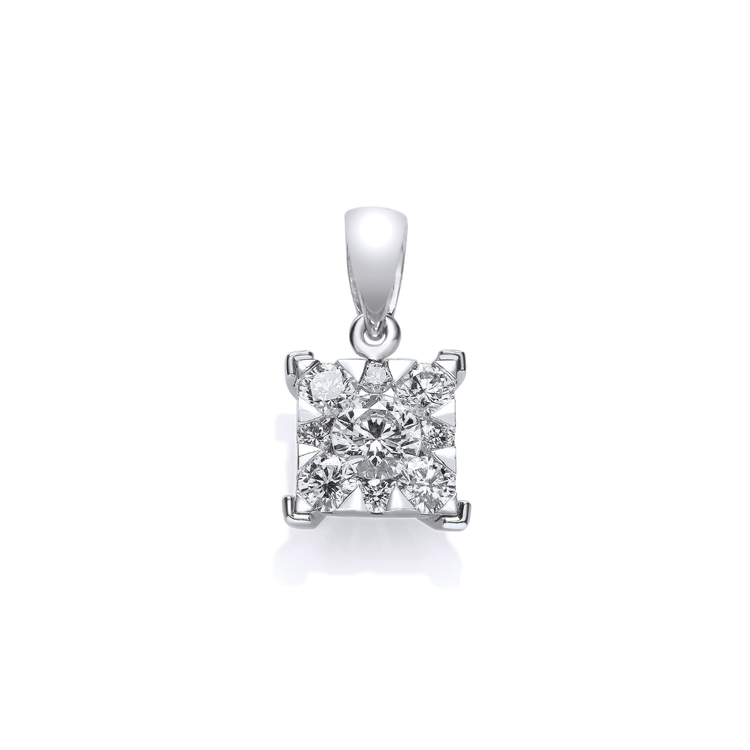 18ct White Gold 0.50ct Diamond Illusion Set Pendant