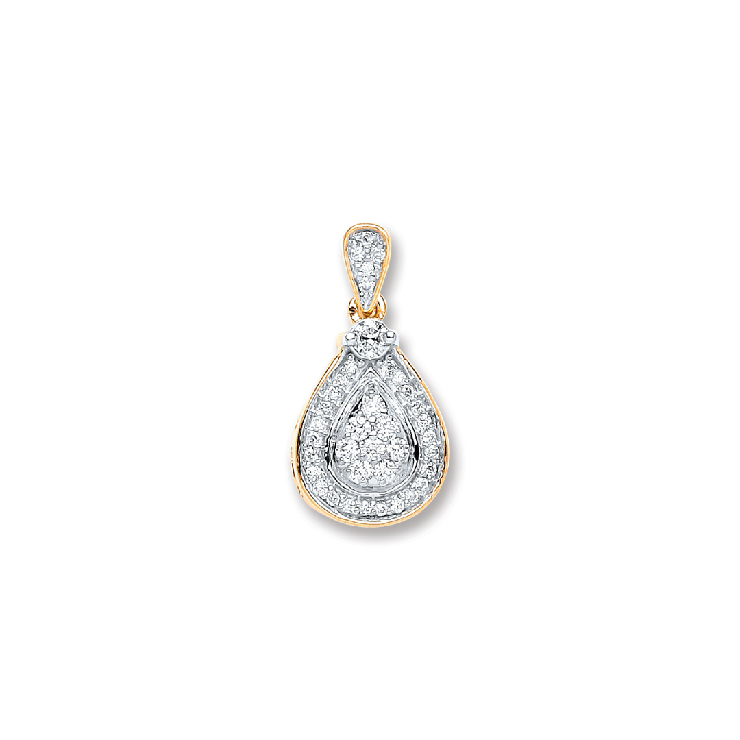 9ct Yellow Gold 0.25ct Diamond Drop Pendant