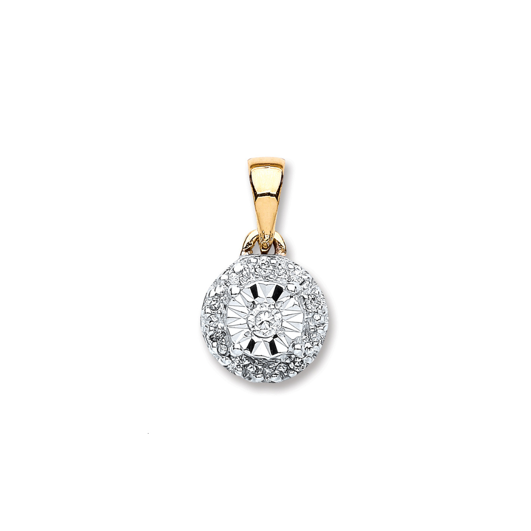 9ct Yellow Gold 0.07ct Diamond Pendant