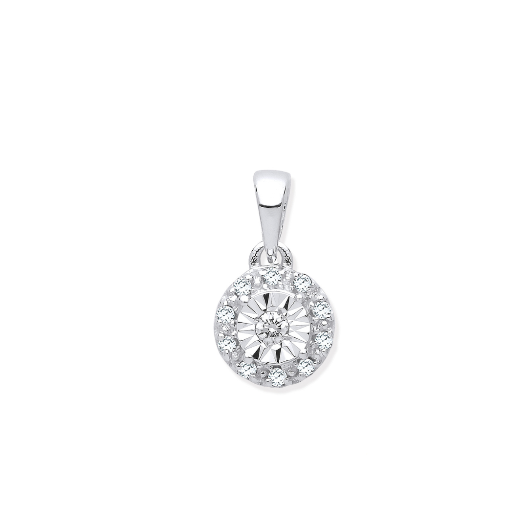 9ct White Gold 0.07ct Diamond Pendant