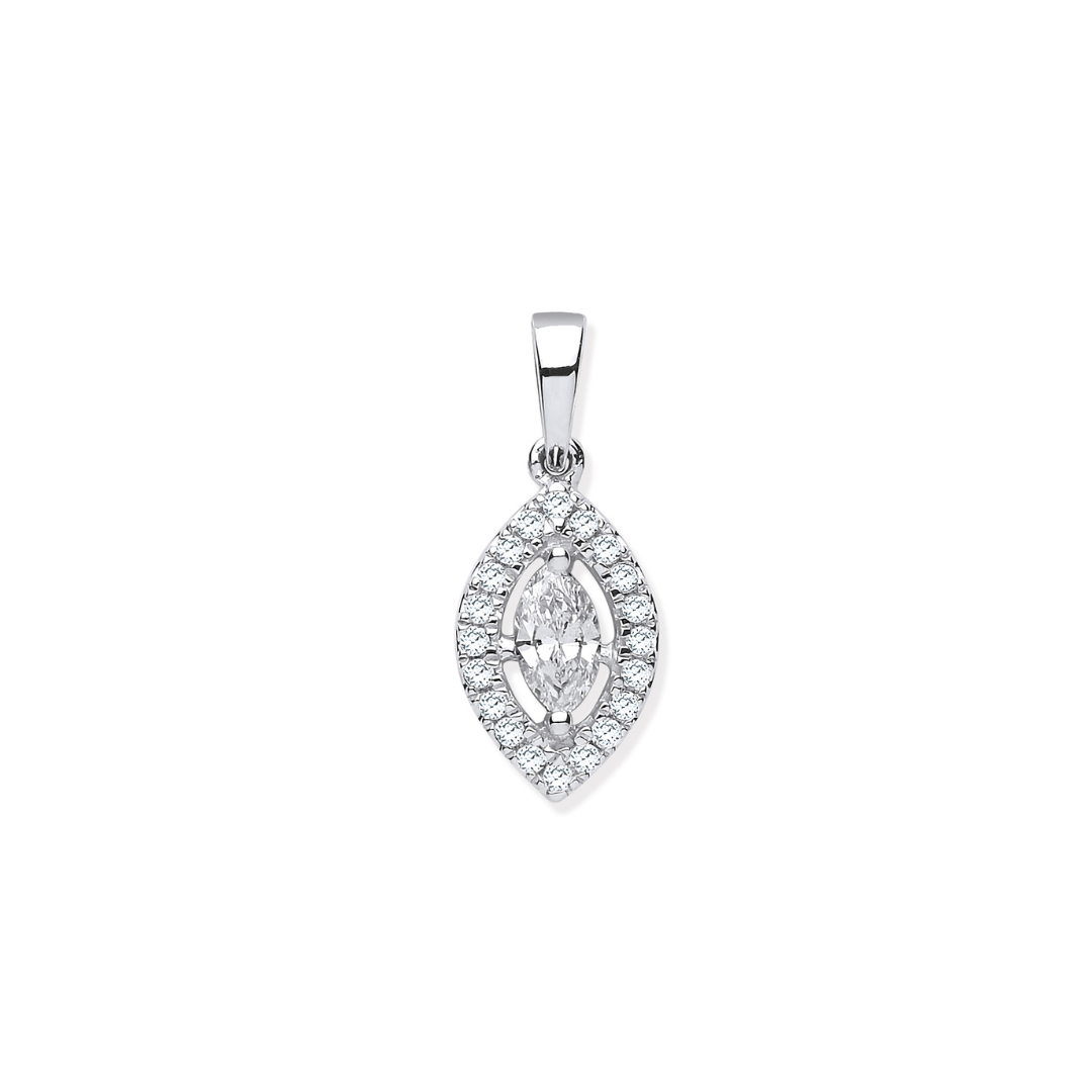 18ct White Gold 0.40ct Marquise Shaped Diamond Pendant