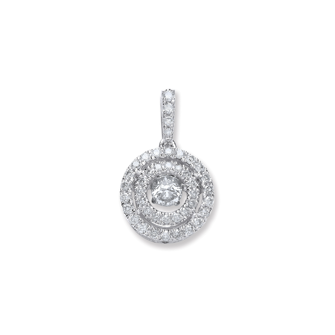 9ct White Gold 0.33ct Dancing Diamond Circle Pendant