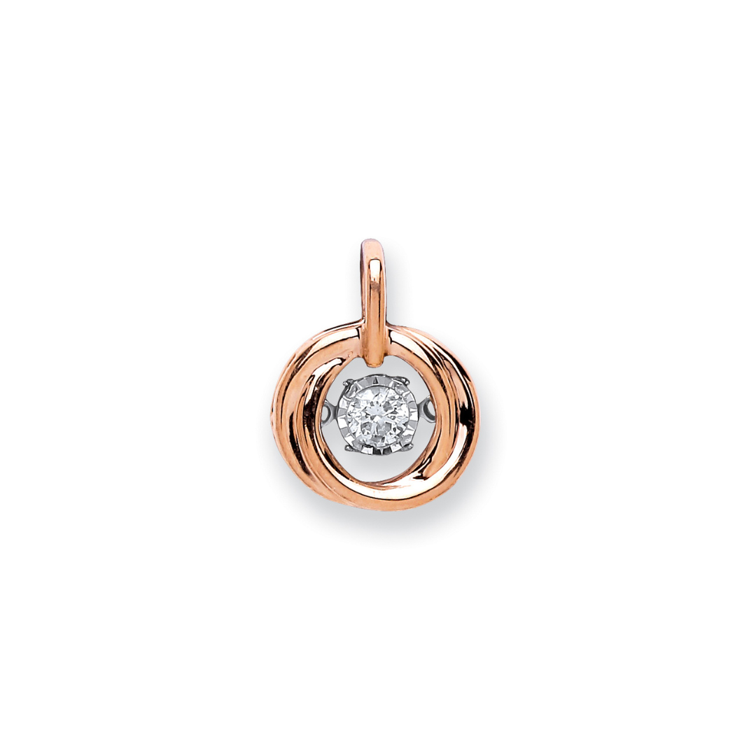 9ct Rose Gold 0.10ct Dancing Diamond Circle Pendant