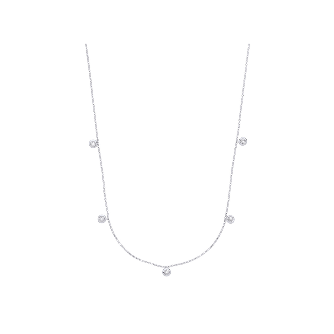 9ct White Gold Rub-Over 0.25ctw Diamond Chain