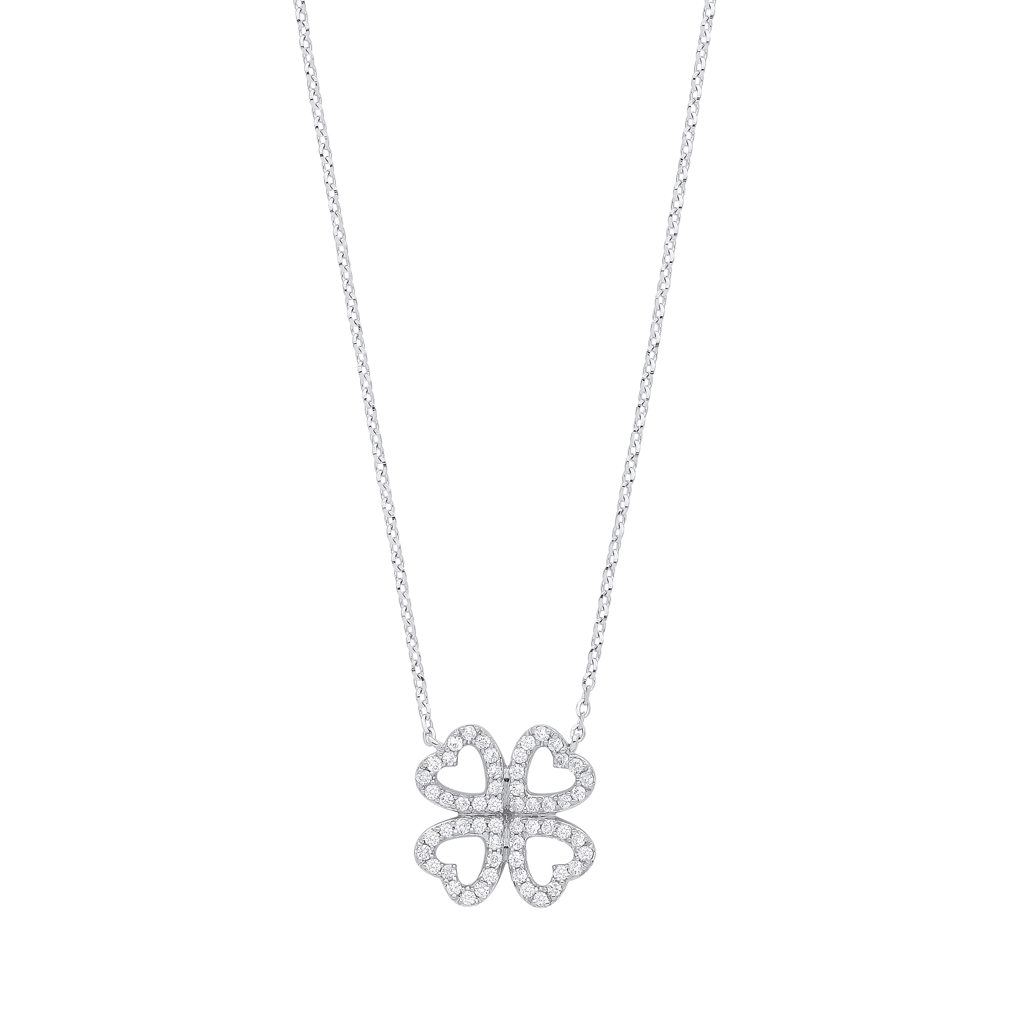 9ct White Gold 0.18ct Diamonds Four-leaf Clover