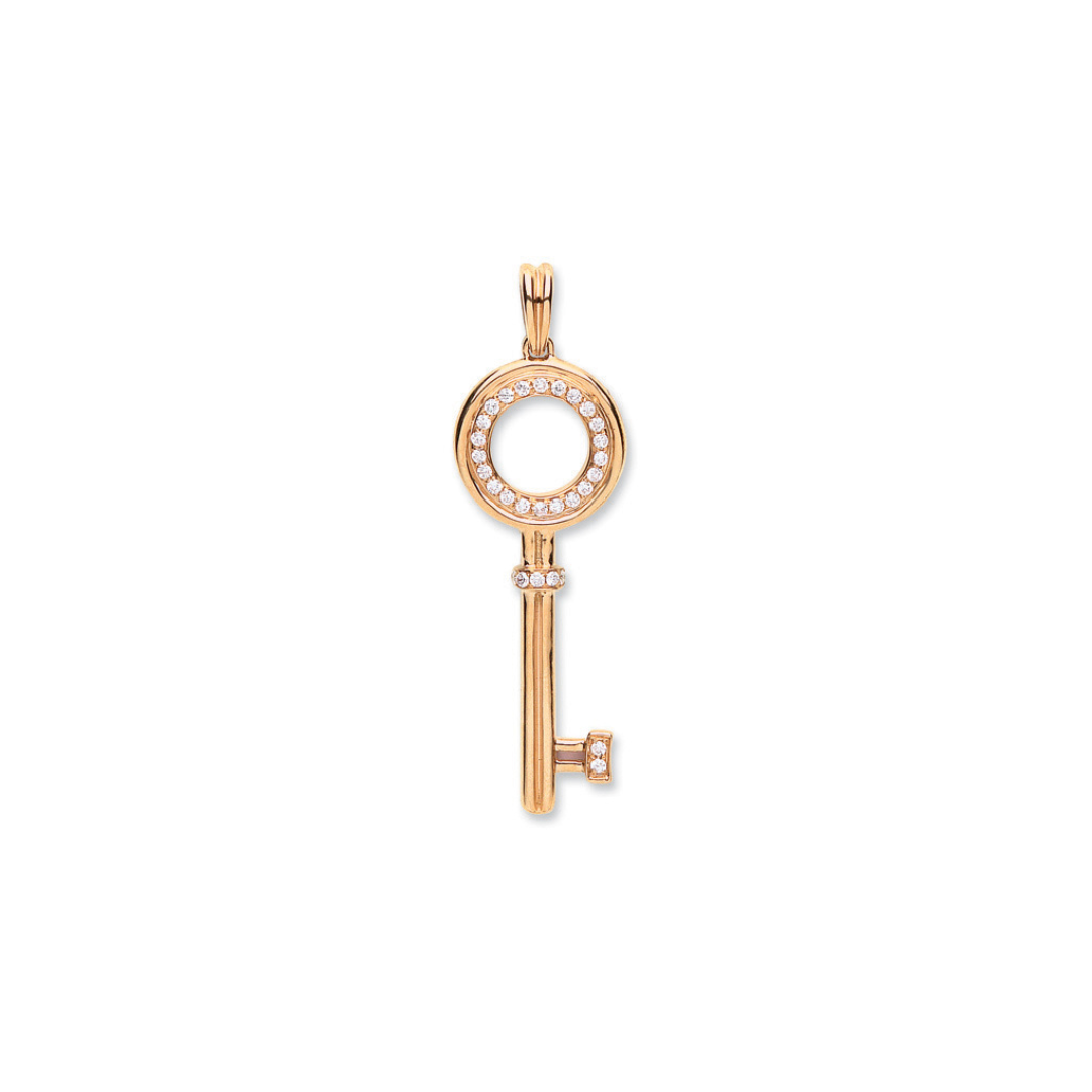 18ct Rose Gold 0.18ct Diamond Key Pendant