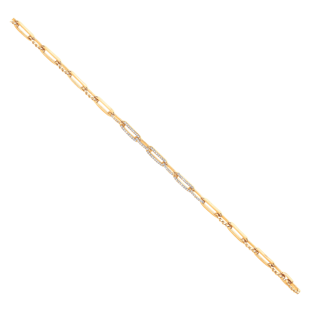 9ct Yellow Gold 0.42ct Diamond Curb Bracelet