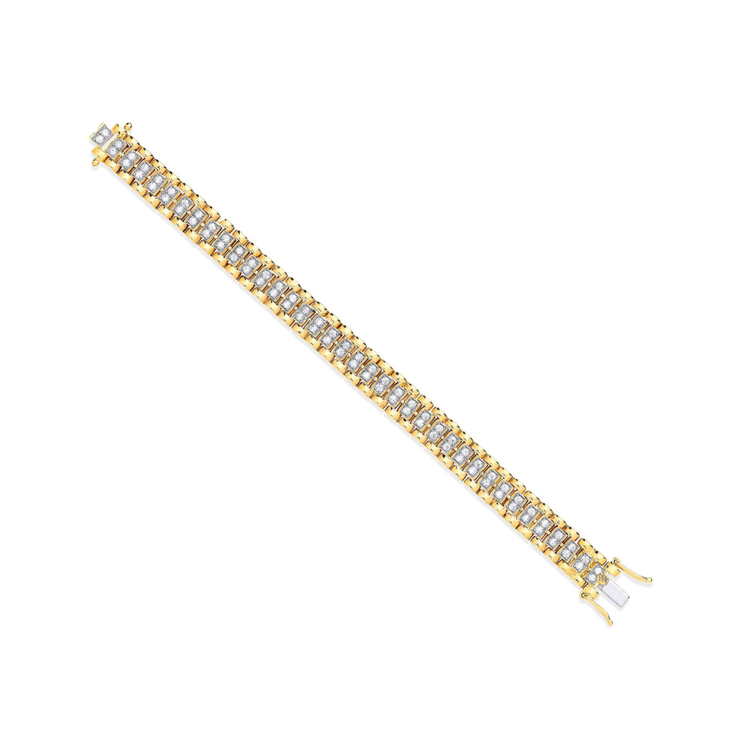 9ct Yellow Gold Fancy Link 0.21ctw Diamonds Child Bracelet