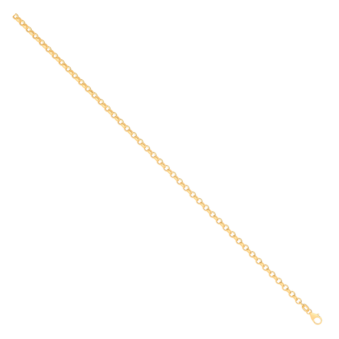 14ct Yellow Gold Hollow Round Diamond Cut Belcher 3.3mm Chain