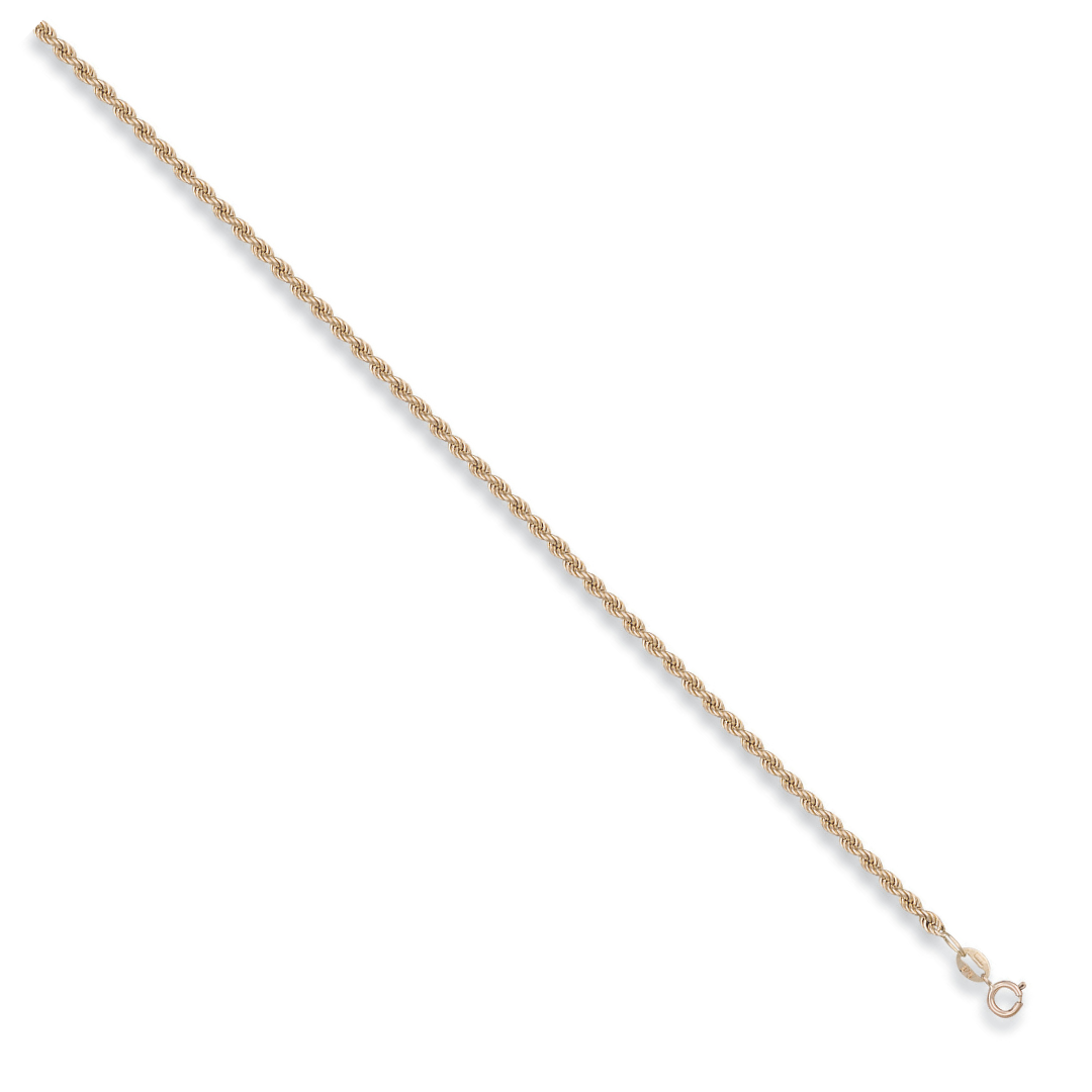 9ct Yellow Gold Hollow Rope Anklet