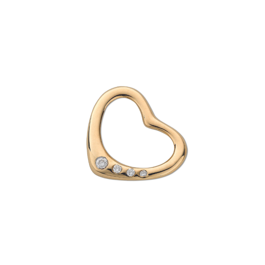 9ct Yellow Gold 0.07ct Diamond Heart Pendant