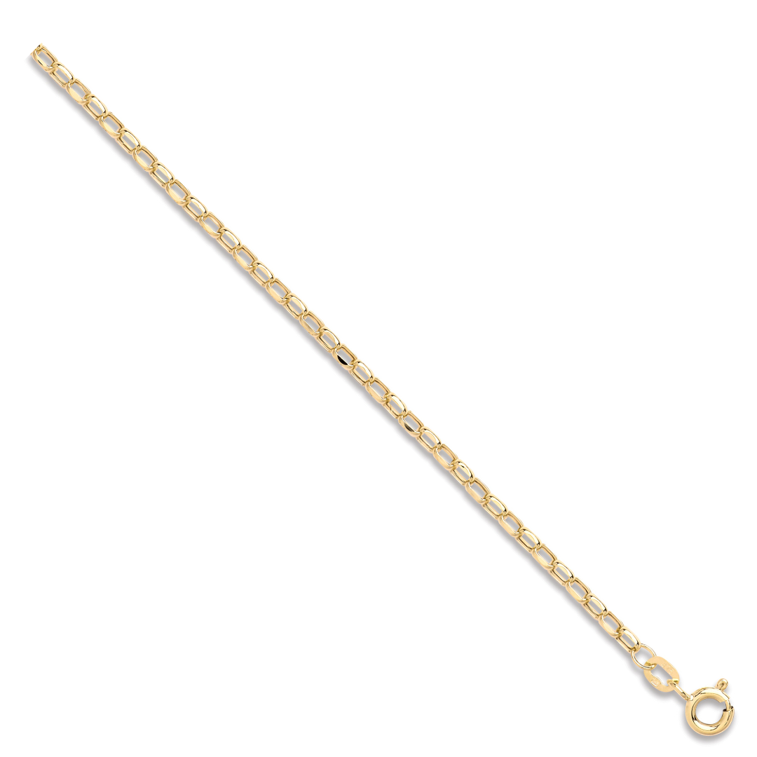 9ct Yellow Gold Hollow Diamond Cut Belcher Anklet