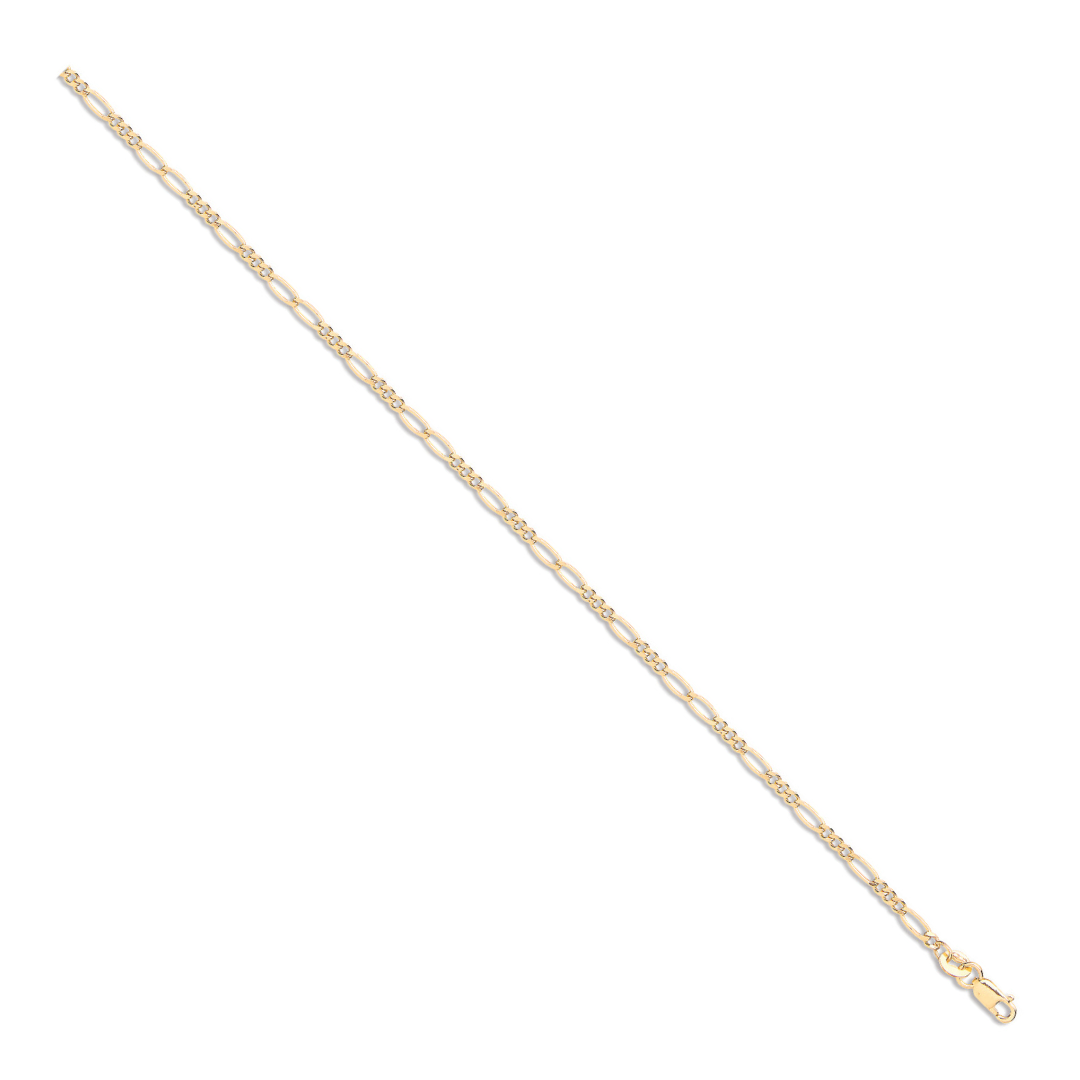 9ct Yellow Gold Hollow Figaro Anklet