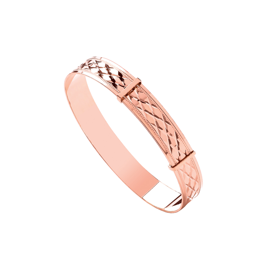 Rose Gold Diamond Cut Expandable Baby Bangle