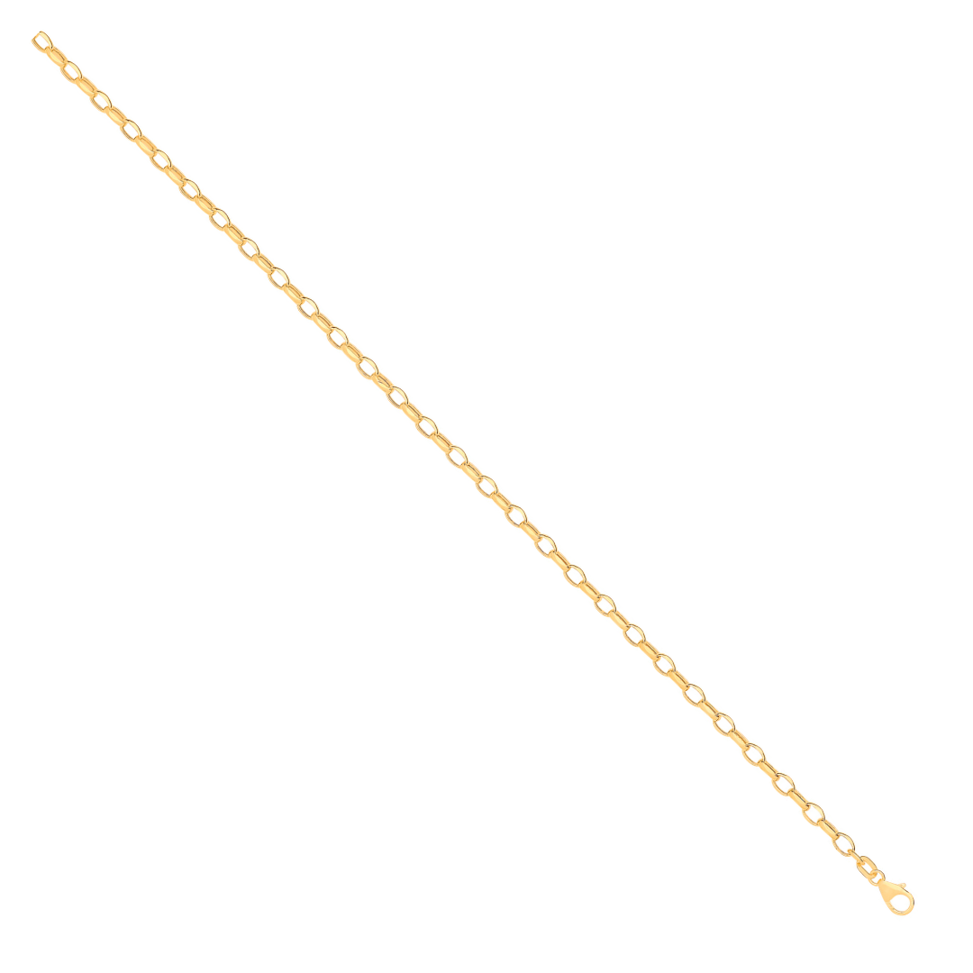 14ct Yellow Gold Hollow Oval Faceted Belcher 3.5mm Chain