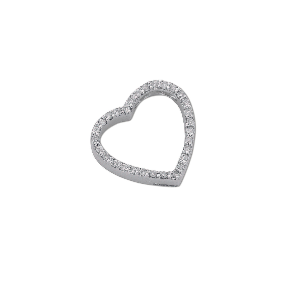 9ct White Gold 0.32ct Diamond Heart Pendant