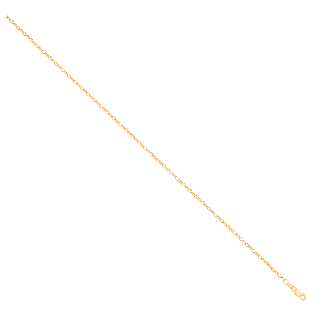 14ct Yellow Gold Hollow Oval Faceted Belcher 2.2mm Chain