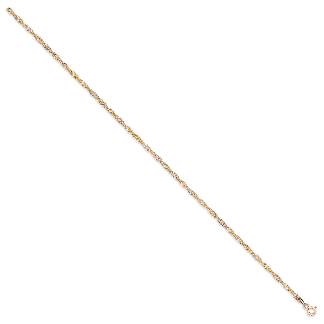 9ct Yellow Gold Hollow Singapore Anklet