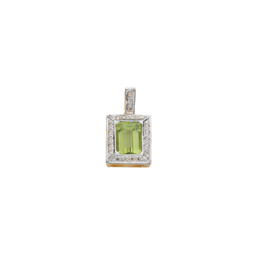 9ct White Gold 0.16ct Diamond & 1.50ct Peridot Pendant